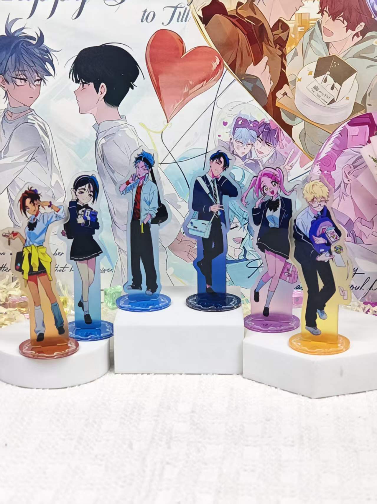 Figma Stand Set - エイリアン・ステージ・キャンパス AU アクリルスタンドセット。かわいいアニメキャラクターのデスク装飾スタンドフィギュア。ファン向けのコレクションギフト。