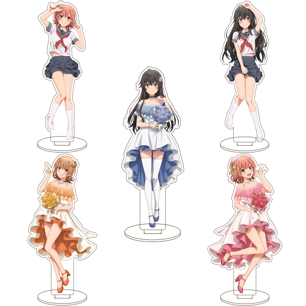 Figma Stand Set - 16cmのアニメ「俺の青春ルミナスに恋して」の登場人物、ユキノ・ユキノシタ、ユイ、ユイガハマ、コマチ、ヒキガヤのアクリルスタンドフィギュア、コスプレ用オーナメント。