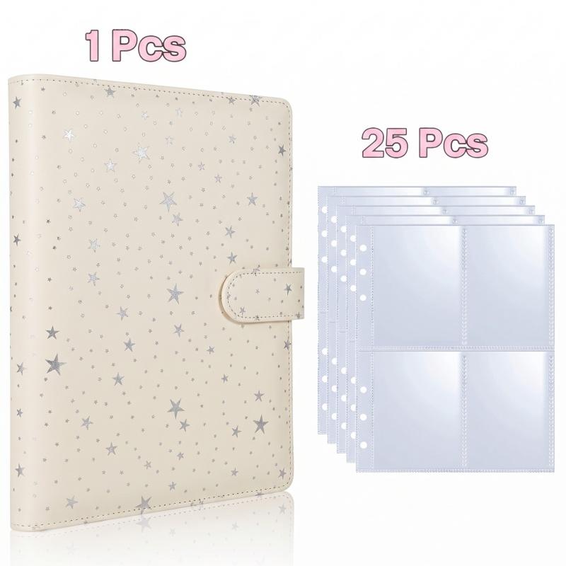 Card Penny Sleeve - マカロンカラー水玉模様100グリッドカードバインダー-25枚入り4グリッドスリーブ、A5 PUレザーカードコレクションアルバム、写真収納カードブック